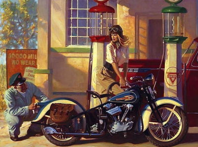 Удачное сочетание пин-ап и мотоциклов от Дэвида Уля