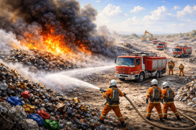 Спасатели потушили крупный пожар на полигоне в Атырау